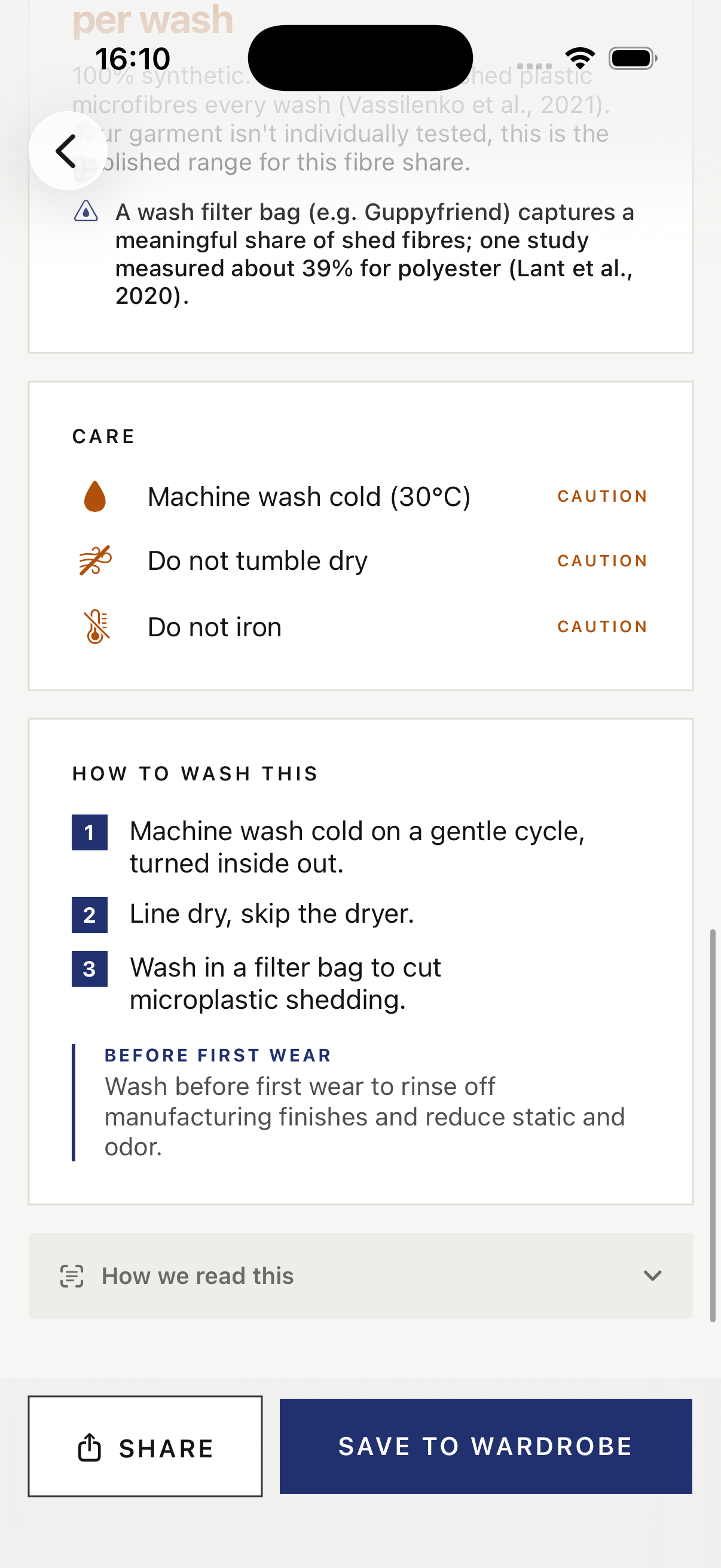 Decoded wash-care steps